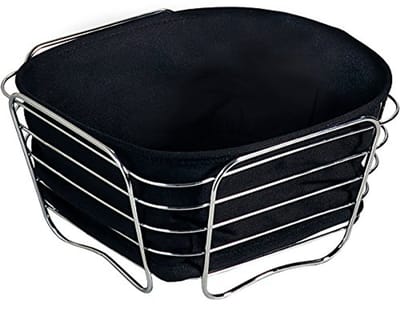 Roestvrij Stalen Brood- en Fruitmand - Zilver/Zwart 21 x 12 x 11 cm