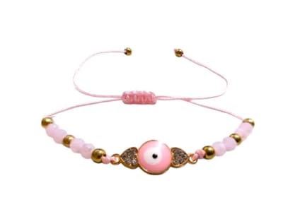 Geluksarmband - geluksbrenger - boze oog - evil eye - kabbalah - nazar - touw kristal roze