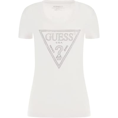 Guess Ss Cn Glanzende Driehoek T-Shirt - Streetwear - Vrouwen