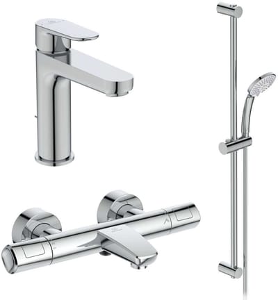 Ideal Standard CeraTherm - Doucheset met thermostaat en wastafelkraan, 3 stralen, chroom BC985AA