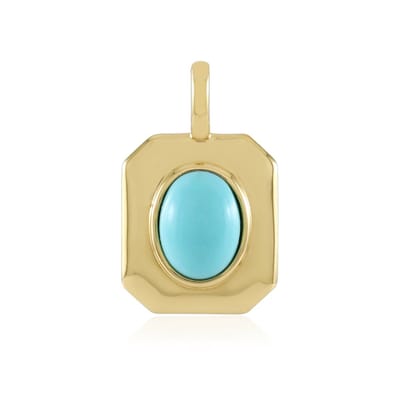 Cavill - Sterling Zilver Verguld - Sleeping Beauty Turkoois Ovaal Cabochon 1,215 ct - Elegante Blauwe Turkoois Hanger - Sieraden Dames
