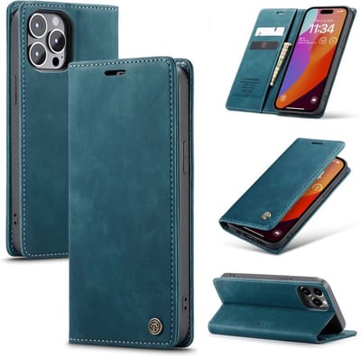 CaseMe Hoesje - Geschikt voor iPhone 16 Pro Hoesje - CaseMe 013 Book Case - Blauw