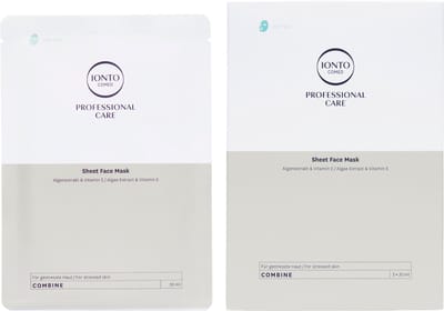 IONTO-COMED Sheet Face Mask hydraterende en koelende Deep Sea Algenextrakt & Vitamin E Gezichtsmaskers - 3 stuks - Bio-Cellulose Tissue Masker - Gezicht voor alle huidtypen – Voedt, hydrateert en koelt de huid