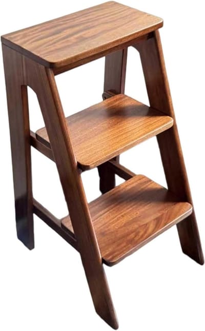 Opstapje Hout - Ladderkruk Kruk - Huishoudelijke Klusjes - Massief Duurzaam Ontwerp - 40x52x78cm - Naturel