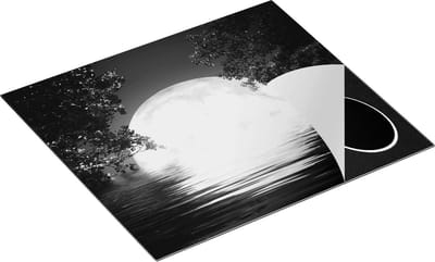 Chefcare Inductie Beschermer Volle Maan in het Water - Zwart Wit - 60x50 cm - Afdekplaat Inductie - Kookplaat Beschermer - Inductie Mat