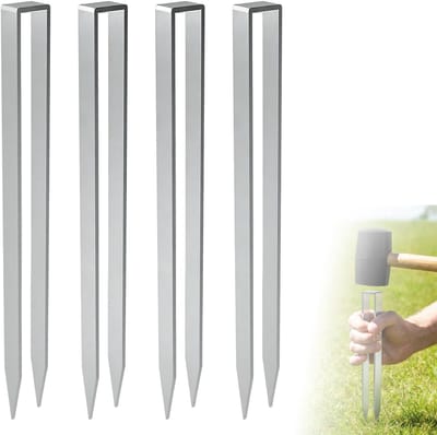 Solidchoice- Grondankers U-vormig 4 stuks - Roestvrij Staal - Robuuste Bevestiging - Voor Rozenbogen - Tuin en Outdoor Structuren - Corrosiebestendig - Tuinankers