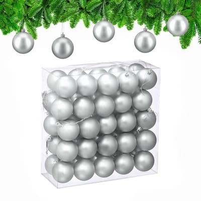 kerstballen set van 50 - Ø 6 cm - mat - kunststof - zilver