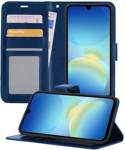 Hoesje - Geschikt voor Samsung Galaxy A26 - Luxe Bookcase - Walletcase Hoes - Portemonnee - Cover - Telefoonhoes - Donkerblauw