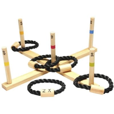 BS Toys Ringwerpen Werpspel - Buitenspeelgoed vanaf 6 Jaar - Ring Gooien - Werpspel kinderen - 5 Ringen - 50x50x10 cm - Ring Toss - Werpspel hout - Spelletjes kinderen - Buiten speelgoed - Buitenspel - Buiten Spellen - Tuin Speelgoed - Cadeau kind