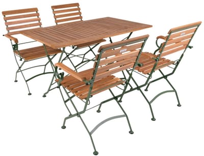 MaximaVida inklapbare acacia tuinset Toscana 120 cm olijfgroen - stoelen met armleuning