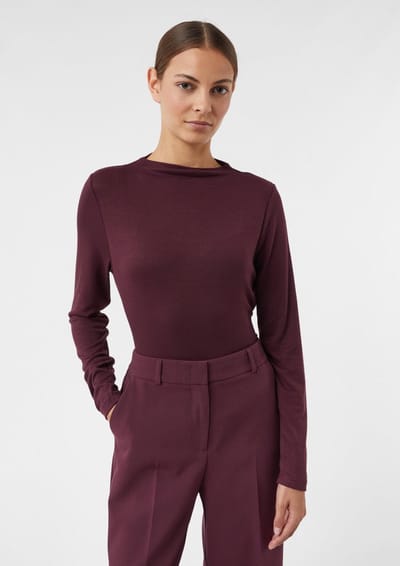 Dames T-shirt met lange mouwen en hoge kraag COMMA