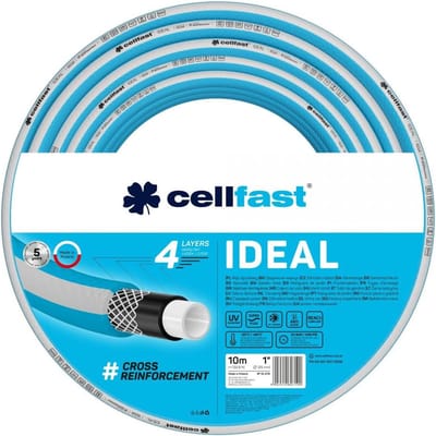 Tuinslang IDEAL duurzaam flexibel 4-laags kruisvlechtwerk uv- en algenbestendig REACH-technologie 27 bar -20/+60 graden kortstondig 1 inch 10 m