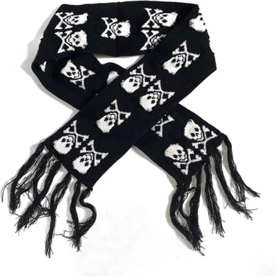 Sjaal Herfst en Winter Y2k Harajuku Schedel Verdikte Warme Gebreide Sjaal Jacquard Skelet Sjaal voor Vrouwen 180*20cm black