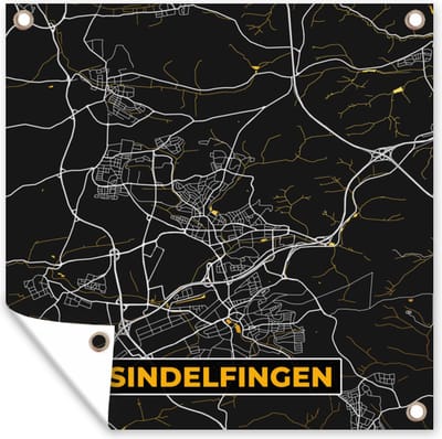 Tuin poster Sindelfingen - Goud - Stadskaart - Plattegrond - Duitsland - Kaart - 200x200 cm - Tuindoek