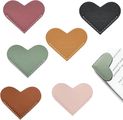 Handgemaakte leren boekenleggers in hartvorm - 6 stuks hoekbladwijzers voor kinderen en vrouwen, perfect voor leesliefhebbers en cadeau-ideeën