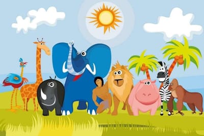 Fotobehang - Africa Animals 375x250cm - Vliesbehang