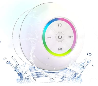 QIN® Douchespeaker - Douche Radio met Bluetooth - Waterdichte Speaker - Ingebouwde Microfoon - Met Zuignap - Oplaadbaar - Wit - ‎5cm x 9cm x 10cm