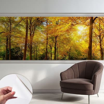 Coloray Zelfklevend Behang - Gouden bladeren Zelfklevend fotobehang - 250x104 cm - Geel Zelfklevend Behang - Voor de woonkamer, slaapkamer en kantoor - Herpositioneerbaar - Stickerbehang op rol