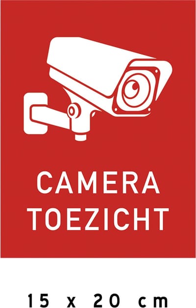 Pictogram/ bord | "Cameratoezicht" | 15 x 20 cm | CCTV | Rood | Kunststof | Camera toezicht | Let op! | Bewaking | Waarschuwing | 1 stuk