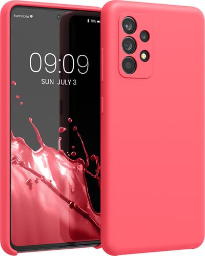 kwmobile telefoonhoesje geschikt voor Samsung Galaxy A52 / A52 5G / A52s 5G - Hoesje met siliconen coating - Smartphone case in neon koraal