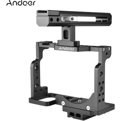 Cage de caméra C15-B + Kit de poignée supérieure en alliage d'aluminium avec support de chaussure froide Compatible avec Nikon noir