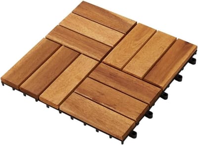 Terrastegels Hout - Houten Vloer - Tuin Decoratie - Eenvoudig te Monteren - 30 x 30 cm - Bruin