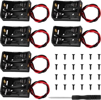 Batterijhouders 6 Stuks - 23A Houder Doos - Energie Koppelen - Met Draadkabels - 37.5 x 27 mm - Zwart