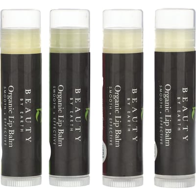 Beauty By Earth, Baume à lèvres à la cire d'abeille biologique, Multipack exotique, 4 tubes, 0,15 oz chacun