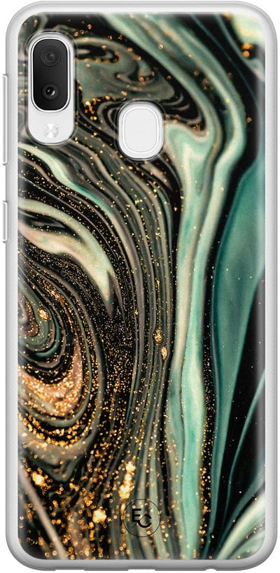 Hoesje geschikt voor Samsung Galaxy A20e - Marble khaki - Soft Case - TPU - Marmer - Groen - ELLECHIQ