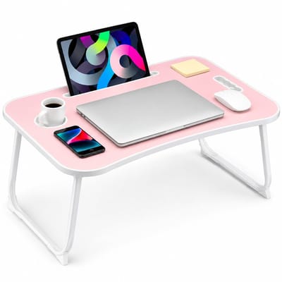 Sounix Bedtafel - Laptoptafel - Inklapbaar - Banktafel - Ontbijttafeltje - Roze