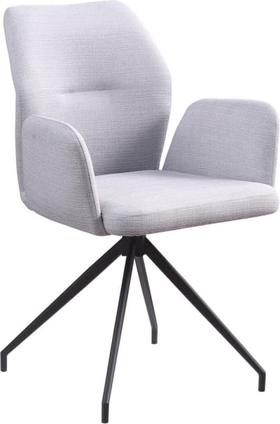 Armstoel Sonja Lichtgrijs - Stof - Draaibaar - Zithoogte 48 cm - Zitdiepte 42 cm - Met armleuning