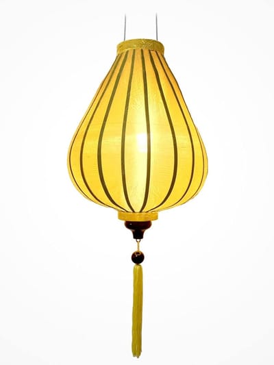 Zijden Lampion - Oosterse Decoratie - Huis Verfraaien - Handgemaakt Vakmanschap - Ø 33 cm - Geel