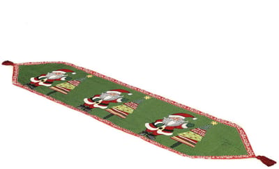 Fiestas Guirca - Tafelloper Santa en kerstbomen 33 x 137 cm