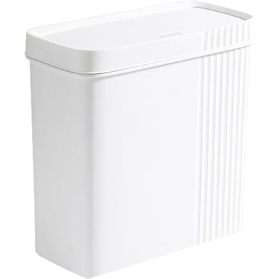 Poubelle de cuisine, de salle de bain, avec couvercle à pression, pour chambre à coucher, cuisine, bureau, salon white