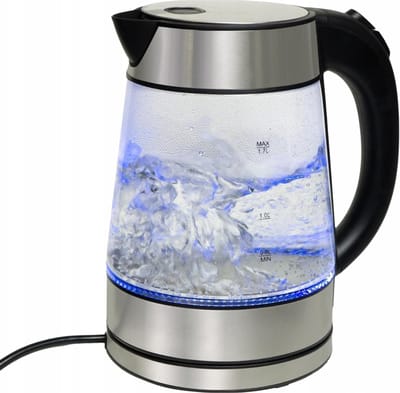 TIM® Waterkoker glas - Waterkoker - Zilver - 21 cm x 16 cm x 25 cm