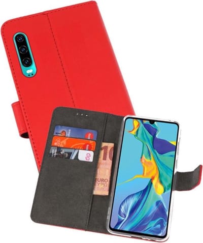 Booktype Telefoonhoesjes - Bookcase Hoesje - Wallet Case - Geschikt voor Huawei P30 - Rood