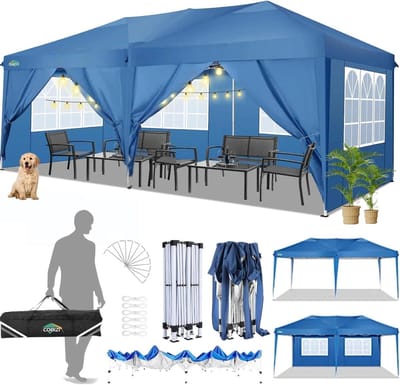 Vouwpaviljoen - Partytent Pop-up Tent - Evenementen Afdak - Waterdicht UV-bestendig - 3 x 6 meter - Blauw