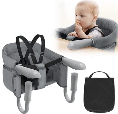 Dailygoods- Tafelzitje Opvouwbaar - Kinderstoel voor Baby - Antislip Klemmen - Geschikt voor Tafel 2-8 cm - Veiligheidsgordel - Zachte Stof