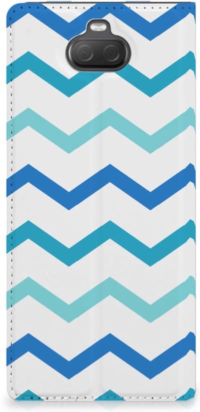 Sony Xperia 10 Plus Hoesje met Magneet Zigzag Blauw
