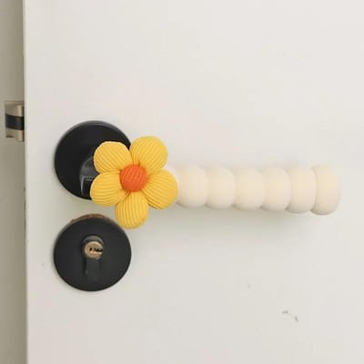 Housses de poignée de porte antistatiques d'hiver Mignonnes Décoration de dessin animé Chambre Poignée de porte Gaine de protection Métal Réchauffeur Couvre-poignée jaune