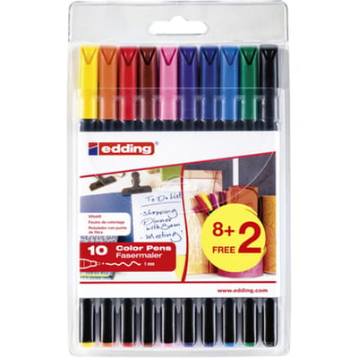 edding tekenstift - 10 stiften - Diverse kleuren - Ronde punt - Schrijfbreedte van 0,5-1 mm