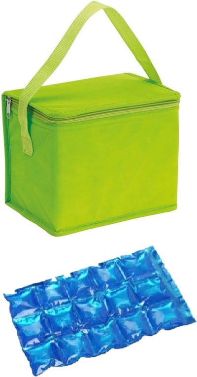 Kleine koeltas voor lunch groen met 2 stuks flexibele koelelementen 4.5 l