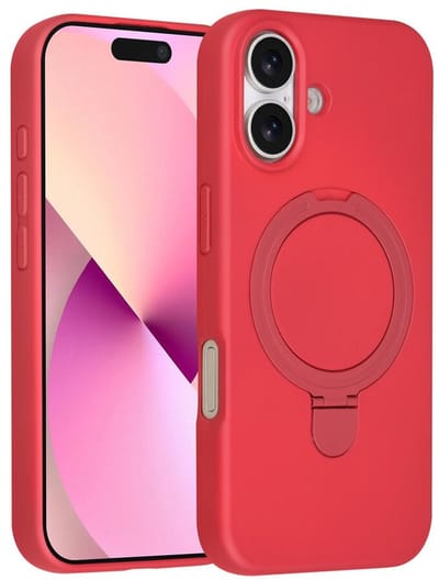 Telefoonhoesje geschikt voor iPhone 17 - Magnetische Backcover met Ringstand - Geschikt voor MagSafe-accessoires - FuturiQ - Cherry Red