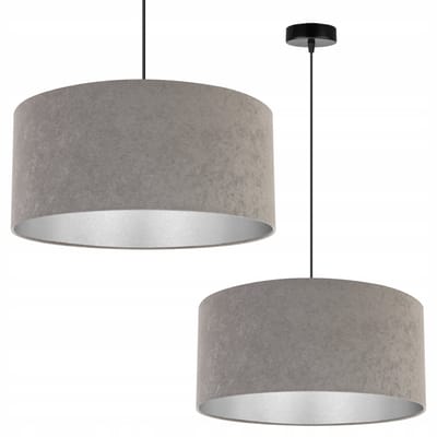 Light-Home Mediolan – Hanglamp – Grijze Velours Kap – Chromkleurige Binnenzijde – In Hoogte Verstelbaar