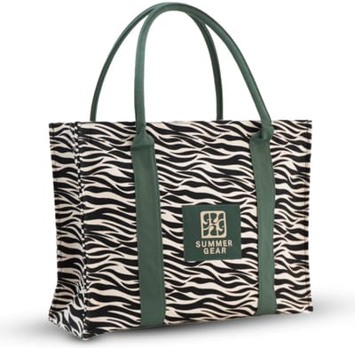 Shopper dames met rits - Grote canvas schoudertas - Tote bag voor werk en dagelijks gebruik - Zebraprint - SummerGear