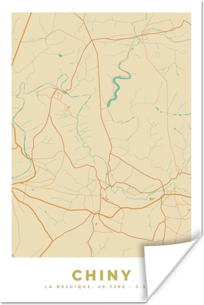 Poster Stadskaart - Vintage - Chiny - Plattegrond - Kaart - 120x180 cm XXL