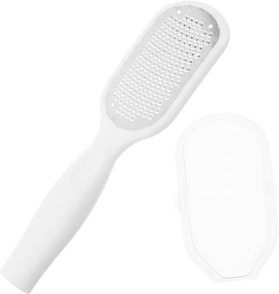 Voetvijl Roestvrijstaal - Eeltverwijderaar Huidrasp - Voetverzorging Thuis - Ergonomische Antislip Grip - 20.5 cm - Wit
