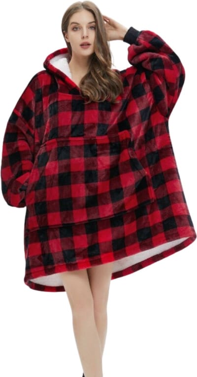 Livano Plaid - Hoodie Deken Met Mouwen - Onesie - Fleece Blanket - Knuffeldeken - Dames - Heren - Kinderen - Extra Warm - Geruit
