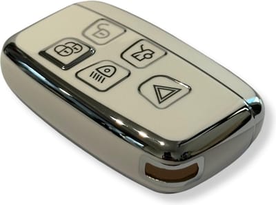 Sleutelcover voor Land Rover, Range Rover, Jaguar, Sleutelhoesje, Key Case for Land Rover, Range Rover, Jaguar, Autosleutel Hoesje Geschikt Voor Land Rover, Range Rover, Jaguar, Wit - Zilver