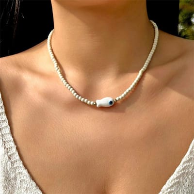 Collier Pendentif Poisson Bohème Inspiré de la Mer Pour Femmes Mode Avec Perles de Turquoise Synthétique Bijoux de Plage Cadeaux Vente en Gros brown